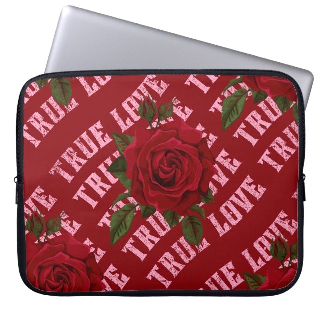 True Love Rose Romantic Valentine's Day Laptop Sleeve (Front)