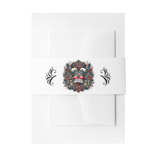True Love Skeleton Heart Tattoo Wedding Invitation Belly Band