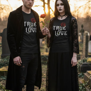True love Skull Bones and Red Flower T-Shirt