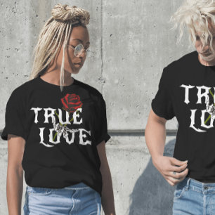 True love Skull Bones and Red Flower T-Shirt