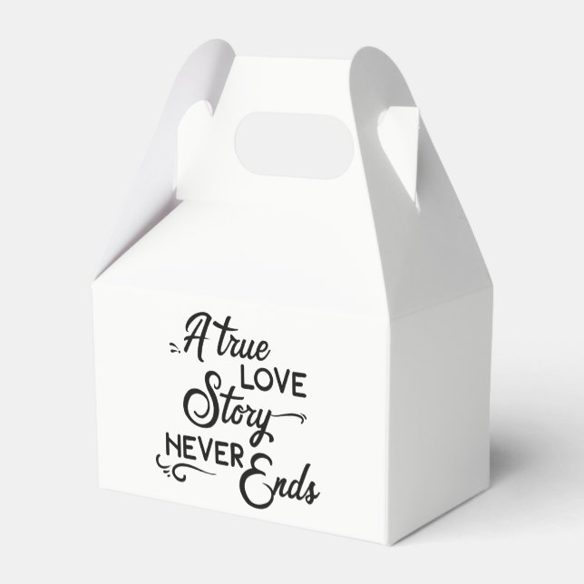 True Love Story Black White Wedding, Bridal Shower Favour Box (Back Side)
