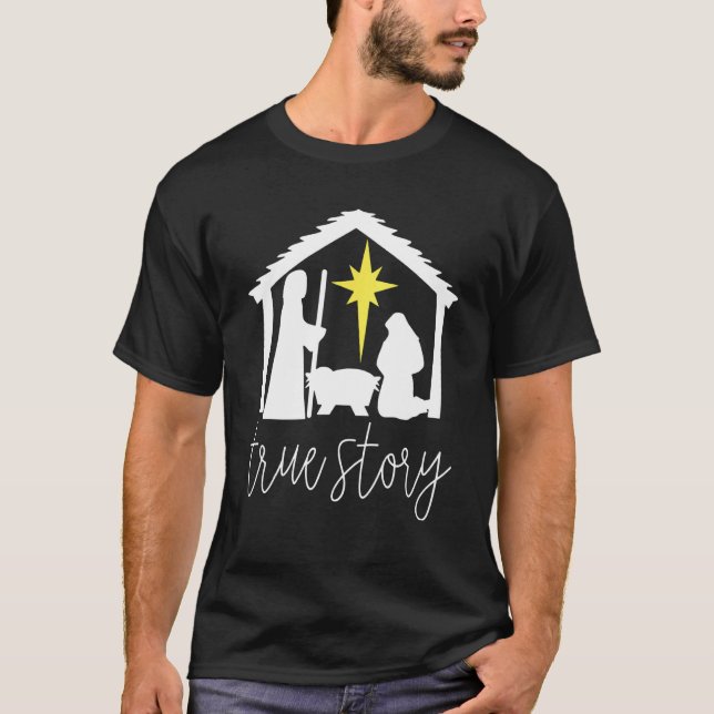 True love Story Christmas Baby Jesus Christian T-Shirt (Front)