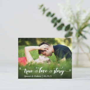 True Love Story Heart Script Save the Date Photo Announcement Postcard