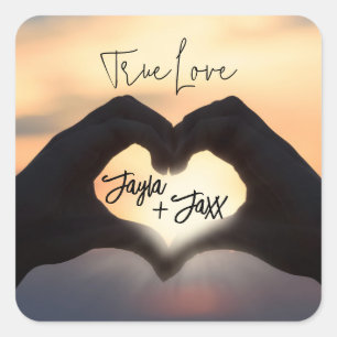 True Love sunset Your Heart in my Hand Sticker