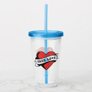 True Love Tattoo Heart   Classic Romance Design Acrylic Tumbler
