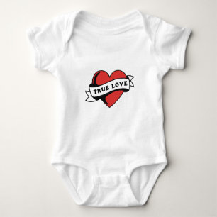 True Love Tattoo Heart   Classic Romance Design Baby Bodysuit