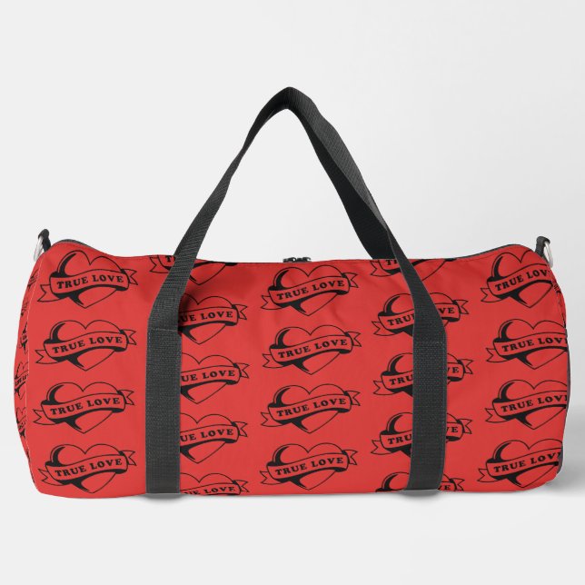 True Love Tattoo Heart | Classic Romance Design Duffle Bag (Front)