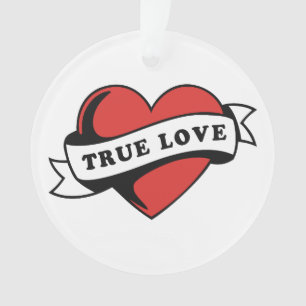True Love Tattoo Heart Classic Romance Design Ornament