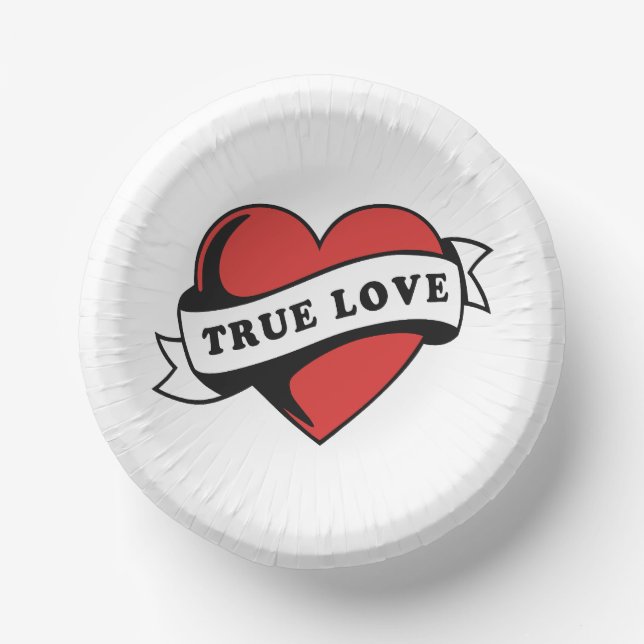 True Love Tattoo Heart | Classic Romance Design Paper Plate (Front)