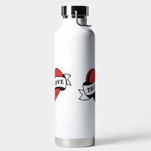 True Love Tattoo Heart   Classic Romance Design Water Bottle