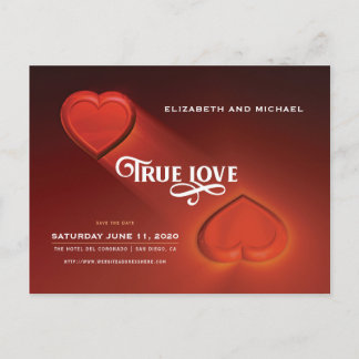 True Love, Two Hearts, Save The Date Postcard