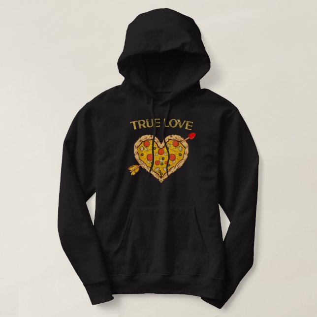 True Love Valentine Pizza Heart Valentine's Day Bo Hoodie (Design Front)