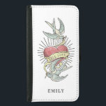 True Love | Vintage Tattoo Birds with Heart Samsung Galaxy S5 Wallet Case<br><div class="desc">This stylish luggage tag design features a vintage retro style tattoo design of two birds flying around a heart with a banner that says "True Love." The tattoo design has a worn out,  distressed look. You can personalise this tag with a name.</div>