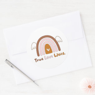 True love waits motivational colourful boho rainbo classic round sticker