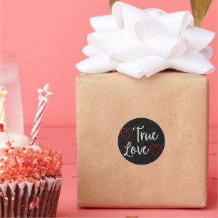 True Love White Glitter Valentine's Classic Round Sticker