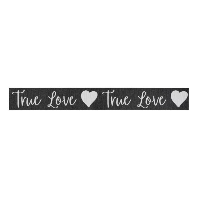 True Love White Glitter Valentine's Grosgrain Ribb Grosgrain Ribbon (Front)