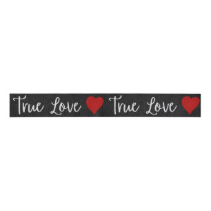 True Love White Glitter Valentine's Grosgrain Ribbon