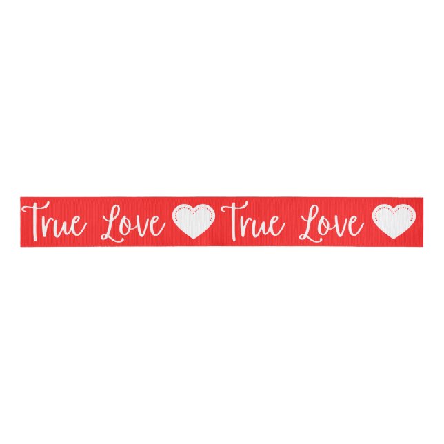 True Love White Valentine's Grosgrain Ribbon (Front)