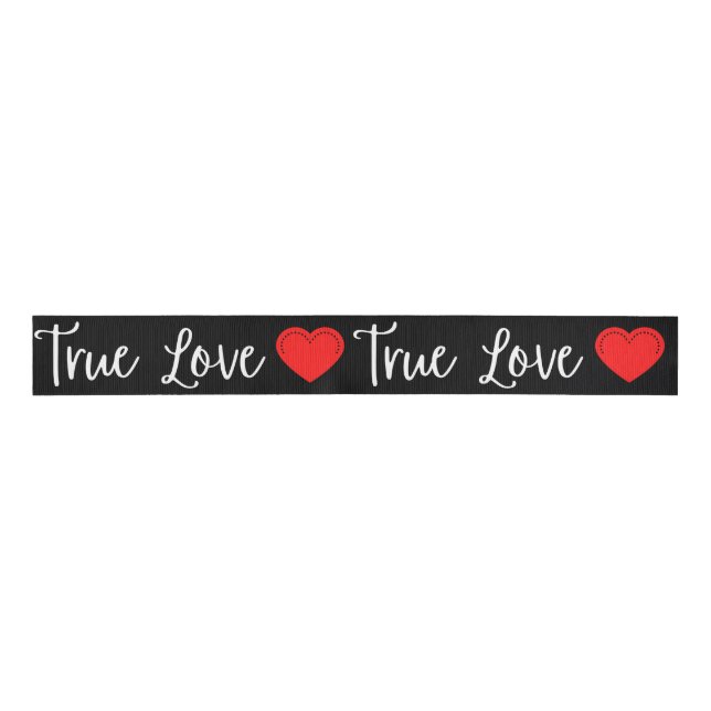 True Love White Valentine's Grosgrain Ribbon (Front)
