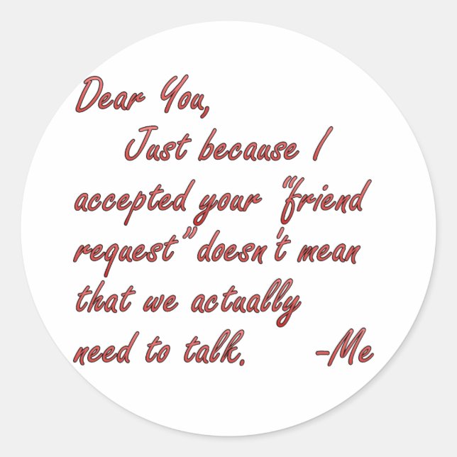True meaning of friendship classic round sticker (Front)