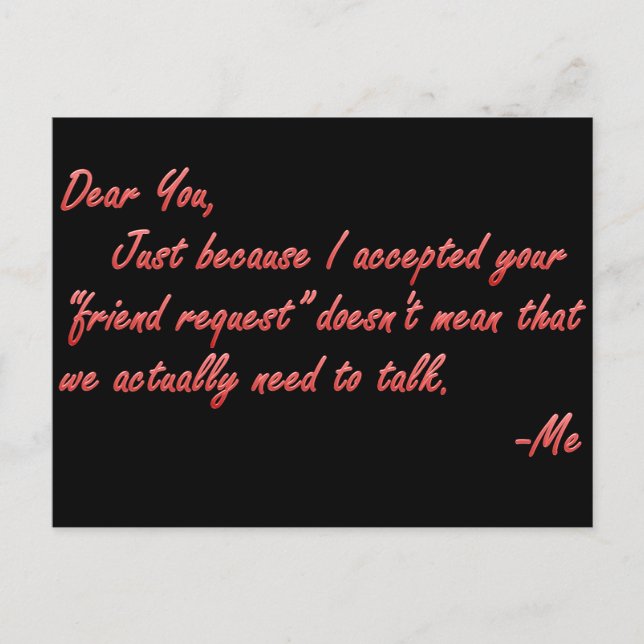 True meaning of friendship postcard (Front)