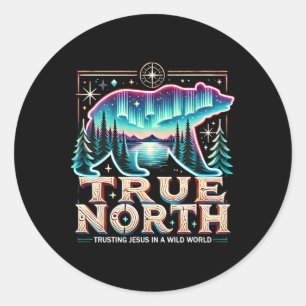 True North Comp Bear Christian Outdoor Faith Summe Classic Round Sticker
