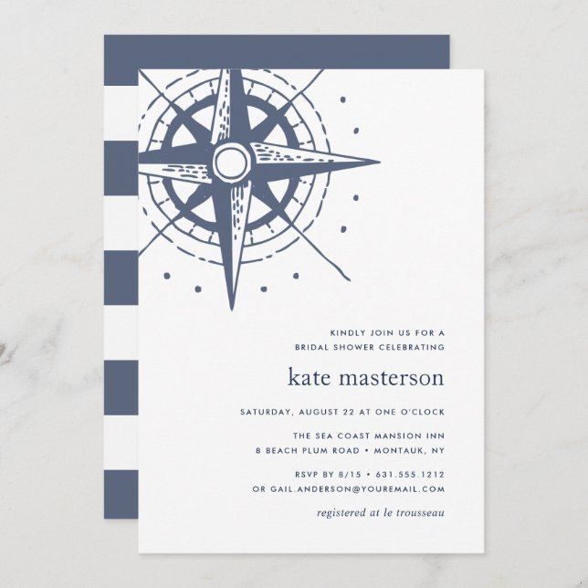 True North | Nautical Bridal Shower Invitation (Front/Back)