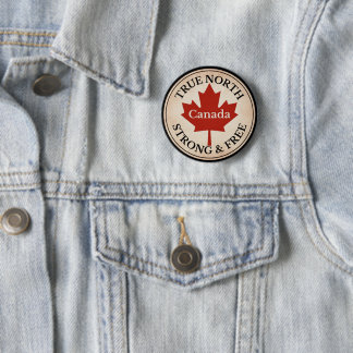 True North Strong and Free 6 Cm Round Badge