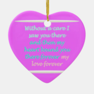True Romance poem pattern pink Ceramic Tree Decoration