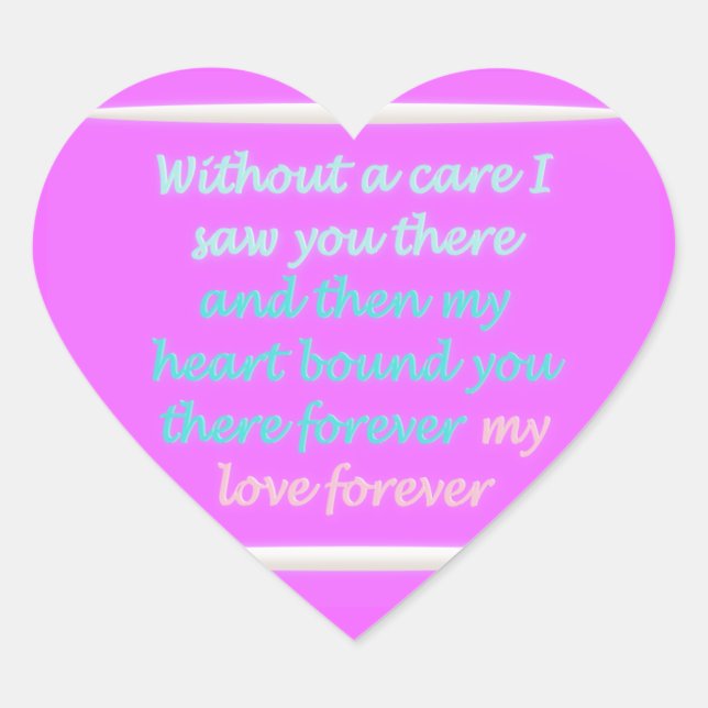 True Romance poem pattern pink Heart Sticker (Front)