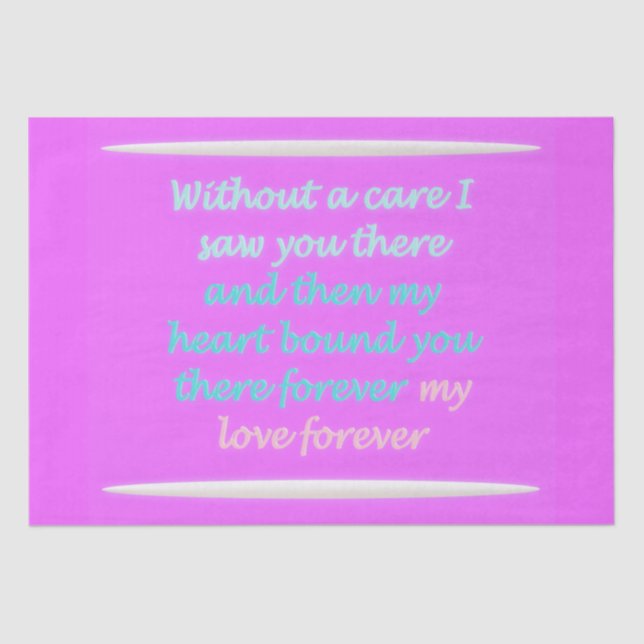 True Romance poem pattern pink Tissue Paper (Front)