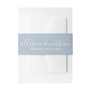 True Simplicity 1 Bride and Groom Ice Blue Wedding Invitation Belly Band