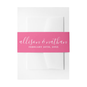 True Simplicity 1 Bride Groom Carnation Wedding Invitation Belly Band