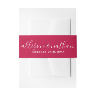 True Simplicity 1 Bride Groom Raspberry Wedding Invitation Belly Band