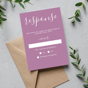 True Simplicity 1 Lavender Purple Minimal Wedding RSVP Card