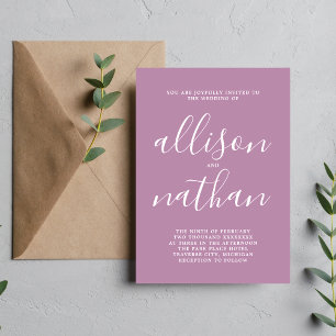 True Simplicity 1 Lavender Script Minimal Wedding Invitation