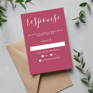 True Simplicity 1 Mulberry Minimalist Wedding RSVP Card