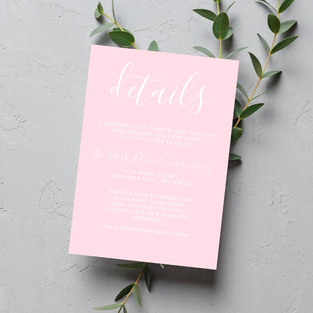True Simplicity 1 Primrose Pink Minimalist Wedding Enclosure Card (Creator Uploaded)