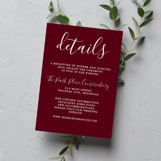True Simplicity 1 Rosewood Minimalist Wedding Enclosure Card