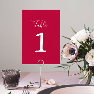 True Simplicity 1 Wedding Raspberry Table Number