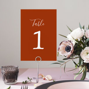 True Simplicity 1 Wedding Rust Table Number