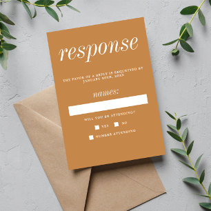 True Simplicity 2 Apricot Minimalist Wedding RSVP Card