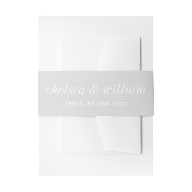 True Simplicity 2 Bride Groom Cool Mist Wedding Invitation Belly Band (Front Example)