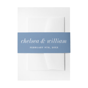 True Simplicity 2 Bride Groom Denim Blue Wedding Invitation Belly Band