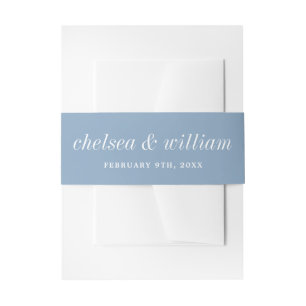 True Simplicity 2 Bride Groom Glacier Blue Wedding Invitation Belly Band