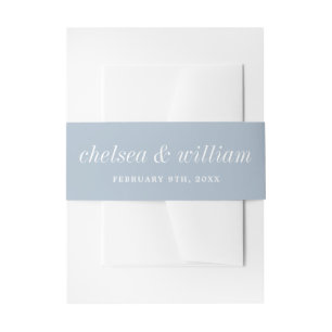 True Simplicity 2 Bride Groom Ice Blue Wedding Invitation Belly Band