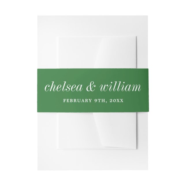 True Simplicity 2 Bride Groom Meadow Green Wedding Invitation Belly Band (Front Example)