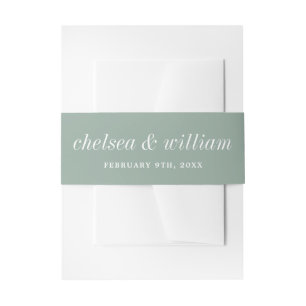 True Simplicity 2 Bride Groom Sage Green Wedding Invitation Belly Band