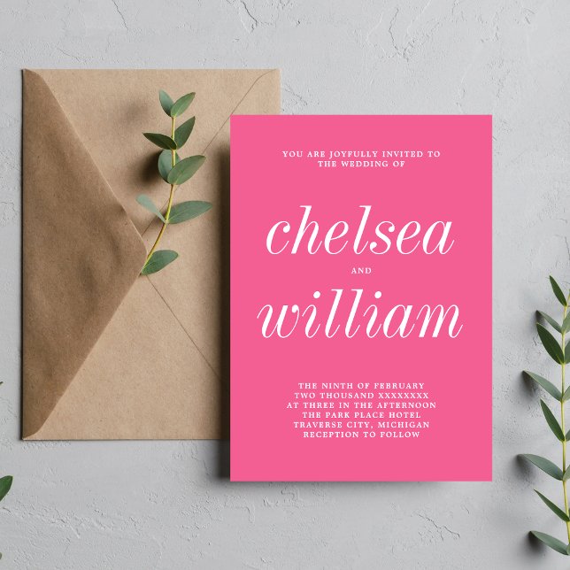 True Simplicity 2 Carnation Minimalist Wedding Invitation (Creator Uploaded)