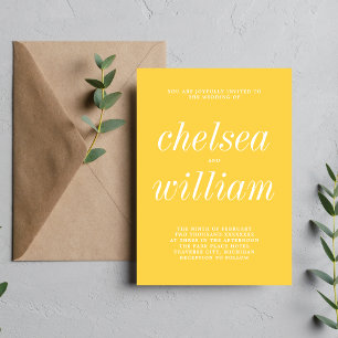 True Simplicity 2 Dark Yellow Minimalist Wedding Invitation